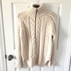 Zara Zipper wool Cardigan Sweater, Cream L
